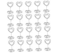 SEWACC 20 Pièces Clips Porte Noms de Table Argenté avec Support Cœur Porte Cartes Photo et Numéros pour Mariage Anniversaire Fête Support Chevalet Décoratif Robuste