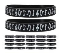 SEWACC 24 Bracelets en Silicone Noir Forme Note de Musique Lot de Bracelets en Vrac pour Fêtes Musicales Accessoires Événementiels Polyvalents Décoration Soirée Rock Confortables et