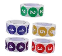 SEWACC 2500 Autocollants Autocollants Ronds Numérotés 1 à 5 Étiquettes Adhésives Colorées Format Rond pour Bureau École Maison Organisation et Codage Facile