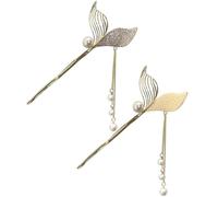SEWACC 2pcs Baguettes pour Cheveux Style Rétro en Alliage Léger Design Perle et Gland, Épingles à Cheveux Forme Queue de Poisson pour Filles Usage Quotidien ou Récital