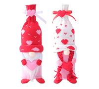 SEWACC 2Pcs Gnomes Couvertures De Bouteille De Vin De La Saint Valentin Rouge Couvre des Couvertures De Bouteille Décoratives pour Les Mariages Fête