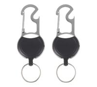 SEWACC 2pcs Mousqueton Porte-clés Rétractable en Alliage et Plastique, Porte-clés Extérieur Cordon Extensible, pour Sports en Plein Air et Randonnée