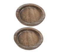 SEWACC 2pièces Plateau Bois Massif Décoratif Rond Support à Bougies Plateau de Service pour Table ou Cuisine pour Rangement Bijoux et Amuse-Gueules