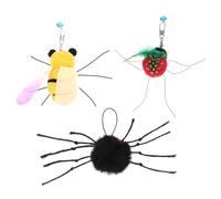 SEWACC 3 pièces Bâton Chat Plume Peluche Recharge Interactive pour Chats Intérieur Remplacement Insectes Doux pour Exercice et Stimulation