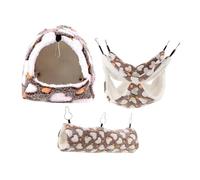 SEWACC 3 Pièces Niches Chaudes pour Petits Animaux Hamac Suspendu Tunnels et Nids Isolants pour Hamsters Furets Rats et Chinchillas Refuge Douillet pour Hiver