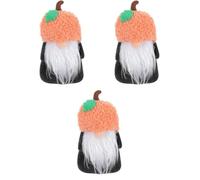 SEWACC 3 Pièces Poupée GNOME sans Visage Halloween Orange en Tissu Non Tissé, Décoration de Table Charmante pour Salon et Chambre Créant Une Ambiance Effrayante