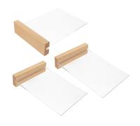 SEWACC 3 pièces Présentoir de Table Acrylique Base Bois Clair Support Menu Polyvalent pour Restaurant Mariage Bureau Hôtel