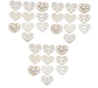 SEWACC 30 Pièces Embellissements De Scrapbooking Ornements Faits Maison Décor à La Main Forme De Coeur Cœur Mini-étiquettes Décor De Coeur Petite Tranche De Bois Naturel Bambou