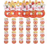 SEWACC 30 Pièces Lot de Enveloppes Rouges Originales Nouvel An Chinois Motif Dragon Mixte Pochettes Chanceuses Épaisses et Résistantes pour Lunaire Décoration Festive Traditionnelle