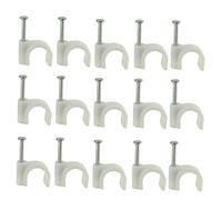 SEWACC 300 pièces Clips Câbles Plastique avec Clous Durs pour Organisation Câbles Électriques Ethernet Bureau Blanc