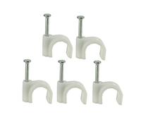 SEWACC 300 pièces Clips Câbles Plastique avec Clous Renforcés pour Fixation Électrique Ethernet Tv Organiseur Câble Blanc
