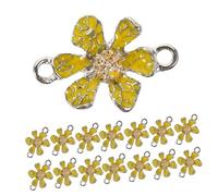 SEWACC 30pièces Breloques Alliage Forme Fleur Pour Creation Bijoux Et Bracelets Accessoires Diy Pendentifs Double Ideaux Pour Colliers Et Fermoirs