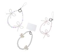 SEWACC 3pièces Lanière pour Téléphone Portable et Perles Dragonne Courte Anti-nœuds pour Coque de Téléphone Étui pour Femme ou Adulte