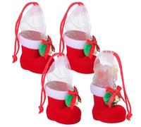 SEWACC 4 Pièces Botte Suspendue de Bonbons de Noël Mini Rouge en Flocking | Décoration Créative pour Célébrations, Style Festif, Facile à Porter, Douce au Toucher, pour Douceurs