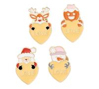 SEWACC 4 Pièces Broche D'amour De Noël Broche En Émail Cœur Charmes Du Père Noël De Dessin Animé