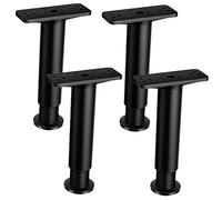 SEWACC 4 Pièces Cadre de Support de lit Colonne Montante Cadre de lit pour sommier réglable Haut treteaux reglables Pied de Table Pied Central de lit Remplacement des Pieds de canapé Noir