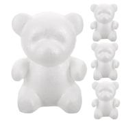 SEWACC 4 pièces Kit Créatif Ours Mousse Blanc pour Peinture DIY et Décoration Modèle Artisanal Portable pour Éducation Artistique et Team Building à Domicile