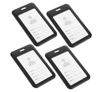 SEWACC 4 Pièces Porte Badge Vertical Plastique avec Fenêtre Transparente Lot de Étuis Rigides pour Cartes Identité Protection pour Bureau et Éducation