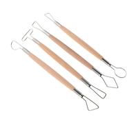 SEWACC 4 Pièces Set de Outils Acier Inoxydable pour Sculpture de Pâte à Modeler avec Poignée Outils Double Extrémité pour Modelage Découpe et Finition Argile pour Artistes et Débutants