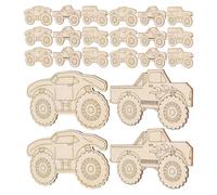 SEWACC 48 Pièces Décorations en Bois Camion Monster, Surface Lisse, Bois Naturel, pour Projets Créatifs et Événements à Thème, Développement Motricité Fine Garçon et Filles