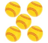 SEWACC 5 pièces Lot de Balles Entraînement Baseball Mousse PU Balle Molle Jaune pour Pratique Indoor Garçon Fille et Débutants