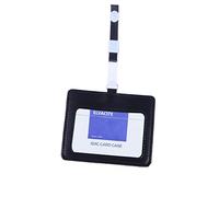 SEWACC 5 pièces Lot de Porte Badges Cuir avec Cordon Tour de Cou Étui Horizontal pour Carte Identité Étudiant et Employé Protection Transparente pour Badges Scolaires et Noir