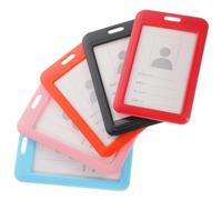 SEWACC 5 Pièces Porte-badge Coulissant en Abs Protection Pushable, Couverture Rigide pour Badge Employé, pour Bureau et Shopping, Design Pratique et Solide Couleur Couleur Aléatoire