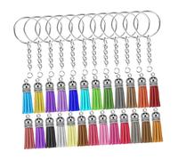 SEWACC 50 ensembles Lot de Porte-clés DIY avec Breloques Colorées Anneaux Métalliques Résistants et Pompons pour Trousseau Décoration Sac et Création Personnalisée Couleur Aléatoire