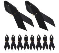 SEWACC 50 Pièces Broche Ruban Funéraire Nœud avec Épingles de Sûreté, Ruban de Cérémonie Commémorative Noir en Polyester, pour Funérailles et Jour du Souvenir