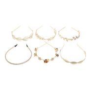 SEWACC 6 Pièces Lot de Set de Bandeaux Accessoires Élégants en Métal Or Feuilles et Perles Artificielles et Faciles à Utiliser pour Femmes pour Fêtes et Mariages