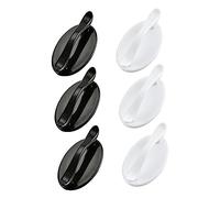 SEWACC 6 Pièces Poignées de Tiroir Adhésives Blanches et Noires Poignées de Porte Modernes sans Perçage pour Armoires et Fenêtres Design Élégant et Forte