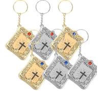 SEWACC 6 pièces Porte-clés Bible Créative Doré et Argenté Pendentif Sac et Accessoire pour Garçons et Filles Décor Religieux Léger pour Clés et Sac à Dos