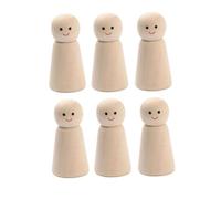SEWACC 6 pièces Smiling Face Wood Dolls DIY Hand Painted Puppets for Creative Crafts Bedroom Decoration