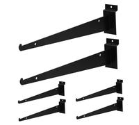 SEWACC 6 Pièces Supports Muraux Robustes pour Etagères Slatwall Supports Petits et Durables pour Rangement à Domicile et Garage Fixations Solides pour Panneaux à Lattes Noir