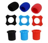 SEWACC 9 Pièces Kit de Protections pour Microphone, Housses de Microphone en Mousse et Silicone, Anti-chocs et Anti-chute, Noir, Rouge et Bleu pour Ktv Couleur Couleur Aléatoire