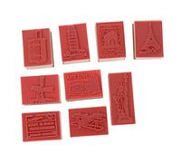 SEWACC 9 Pièces Sceau En Bois Rétro Timbres De Poterie Affranchissement Estampillage Timbres Rétro D'animaux Tampon Encreur Encre De Tampon Étiquette Joint Lettre Brown