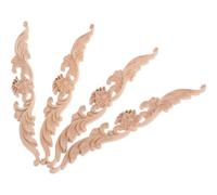 SEWACC Appliques en Bois Sculpté 20x2,5x0,8 Cm, Non Peintes, Motif Floral en Relief, Bois Naturel Poli, Décorations Murales Meubles, Lot de 4 Pièces, Décor Intérieur et Porte Élégante