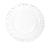 SEWACC Assiette en Verre 10 Pouces Bordure Perle Assiette à Salade Fruits Vaisselle Ménagère Polyvalente pour Buffet Fête et Usage Quotidien