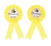 SEWACC Badge pour Fête Annonce du Bébé Jaune en Papier 2pcs Accessoire de Célébration et Présent pour Nouveaux Parents Lors de Naissances