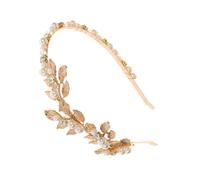 SEWACC Bandeau Mariage Feuille D’arbre Dorée en Alliage de Zinc, Bandeau Élégant Rétro Doré pour Femme, Accessoire Cheveux Cérémonie, Coiffure Mariage, Serrage-tête Côté Feuille
