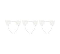 SEWACC Bandeaux pour Cheveux Accessoire Décoratif Élégant Lot de 3 en Dentelle Blanche à Motif Oreilles de Chat pour Femmes, pour Concerts et Fêtes du Nouvel An