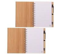SEWACC Bloc-notes à Spirale Compact en Bambou Couverture en Peau de Bambou, 2 Pièces, Papier, Agenda Pratique pour Bureau et Étudiants, Cahier Portable pour Organisation Quotidienne
