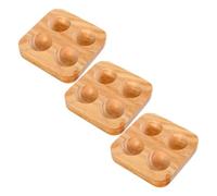 SEWACC Boîte à Œufs pour Réfrigérateur Double Rangée 4 Emplacements en Bois de Caoutchouc, Grosse Capacité, Rangement Polyvalent pour Comptoir Cuisine, Lot de 3 Pièces