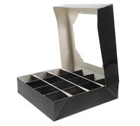 SEWACC Boîtes à Chocolat Mariage 5 Pièces avec 16 Compartiments Boîte Présent Noire en Carton avec Fenêtre Transparente Emballage Pâtisserie Saint-Valentin Festive et Pratique