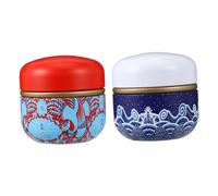 SEWACC Boîtes à Thé et Bonbons en Fer-blanc Hermétiques, Mini Format Cuboïde, Couleurs Bleu Océan et Rouge Phoenix, Stockage Alimentaire Étanche Cuisine, Lot de 2 Bocaux Compacts