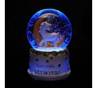 SEWACC Boule de Cristal Musicale Licorne Lumineuse LED Décoration Féerique pour Chambre D’Garçon et Filles Ornement Cristal sans Pile Accessoire Présent Original et Ambiance Magique