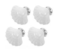 SEWACC Boutons de Porte en Céramique Motif Coquillage Lot de 4 pour Meubles Cuisine et Bureau 1.22X1.22X1.14In Poignées Armoires Solide