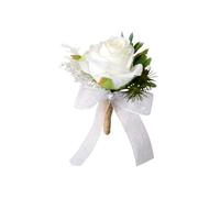 SEWACC Broche de Mariage Blanche et Verte en Fleurs Artificielles Épingle à Vêtements pour Mariée et Marié Décoration Élégante pour Banquet Fête et Usage Quotidien Accessoire Floral