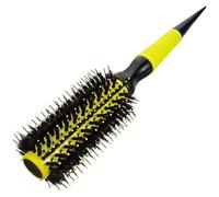 SEWACC Brosse à Cheveux Ronde pour Boucler Moyenne Manche Antidérapant Jaune Poils en Soie de Porc et Nylon Tube en Aluminium Résistant à la Chaleur - Brosse Coiffante Portable pour