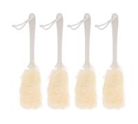 SEWACC Brosse de Bain Grosse Taille Manche Long, 4 Pièces, Exfoliation, Tête de Brosse Large en Ps et Filet Pe, Nettoyage Après L’activité Physique
